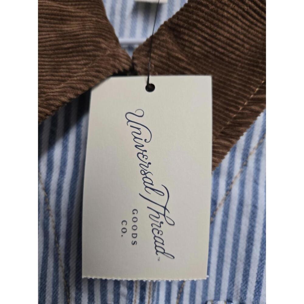Women's Blue white Stripped Chore Coat Snapped - Universal Thread NWT Small - Picture 3 of 4